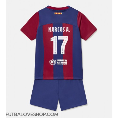 Dres Barcelona Marcos Alonso #17 Domáci pre deti 2023-24 Krátky Rukáv (+ trenírky)